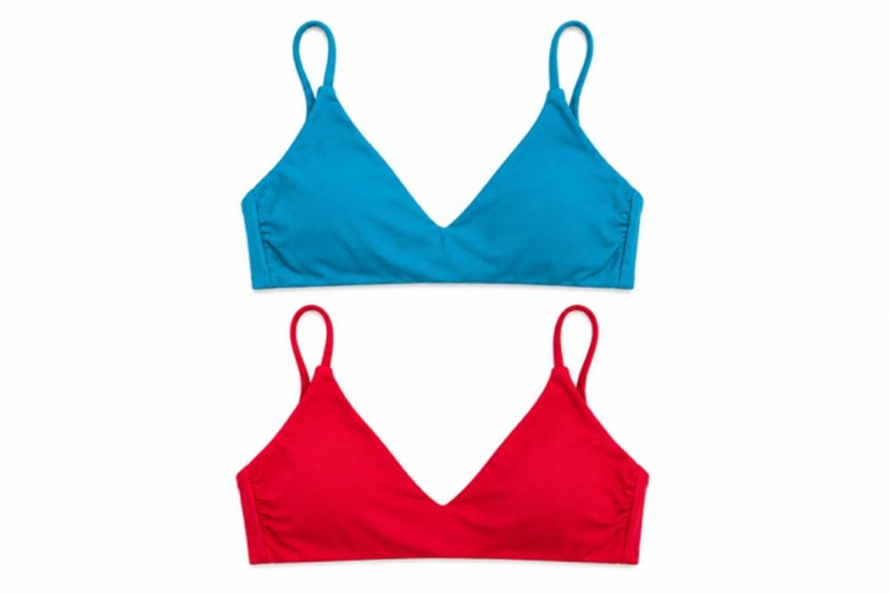 Quince NWT Italian V-Neck Bikini Top Bundle XS Teal and Cherry Red